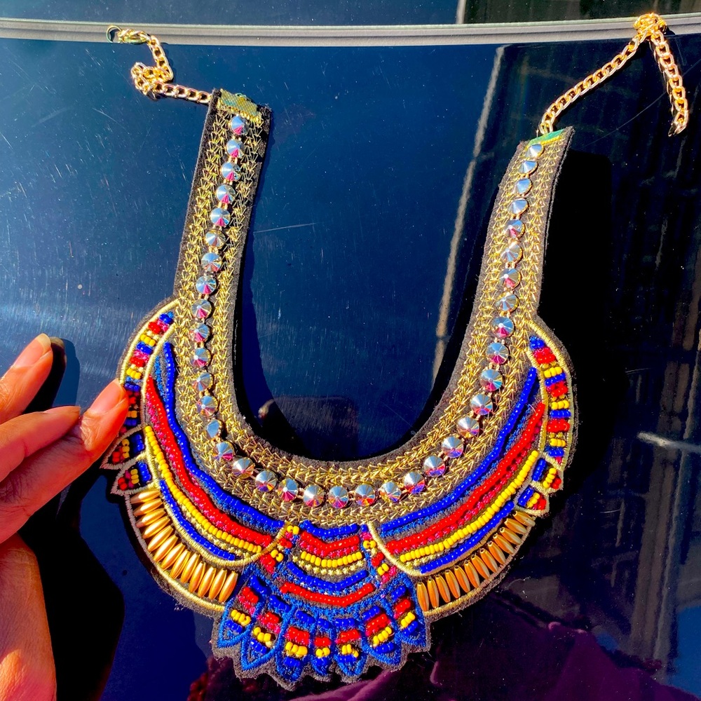 Colorful beaded collar necklace